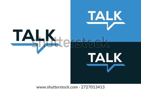 Talk logo design, rectangle sound bubbles graphic vector icon template