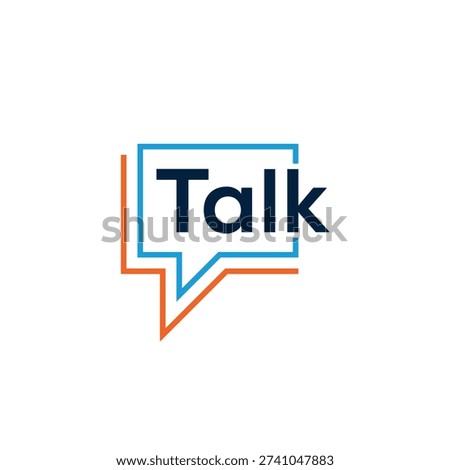 Talk logo design, rectangle sound bubbles graphic vector icon template	