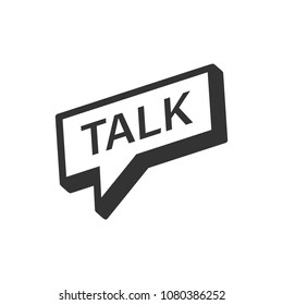 Talk logo icon in flat style. Speech bubble illustration on white isolated background. Talk chat business concept.