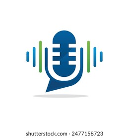 Talk Logo Microphone radio podcast logo design