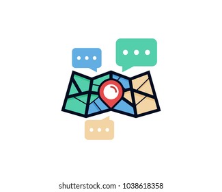 Talk Map Icon Logo Design Element