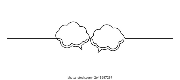 Talk and Message Symbol. One Line Drawing Speech Bubble Illustration