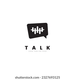 Logotipo de charla minimalista, charla de burbujas con el logo de la ola de música.