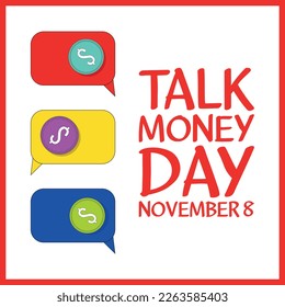 Habla del Día del Dinero. Diseño adecuado para carteles y pancartas de tarjetas de felicitación