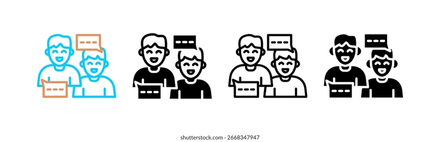 Talk Multi style icon in line color, mixed, lineal color, glyph, line.