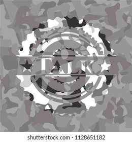 Talk on grey camouflaged texture