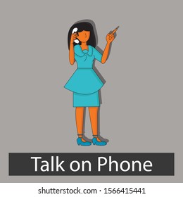 Talk on phone concept. Creative idea design. Flat vector illustration for template, web page, brochure or presentation.
