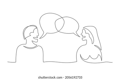 Talk. One line drawing. Vector talk in line style