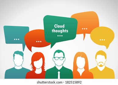 Talk . People with clouds  thoughts.  Vector illustration. 