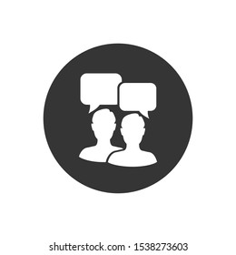 Talk people icon in flat style. Man with speech bubble illustration on white background. Talk chat business concept
