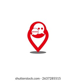 talk pin location red design symbol logo vector 