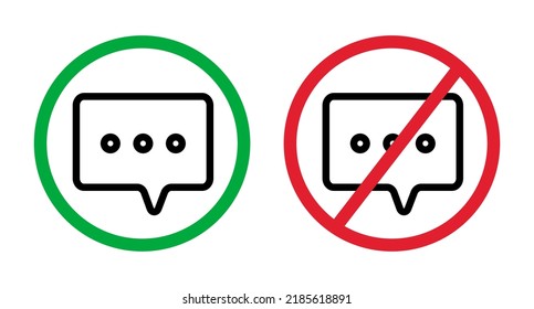 Talk prohibited and talk permission icon set. Vector.