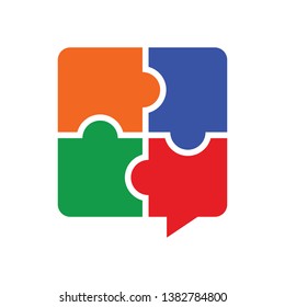 Talk Puzzle Logo Chat Design