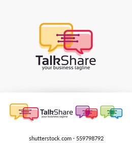 Talk Share Logo Design. Communication And Online Chat Logo Concept. Vector Logo Template