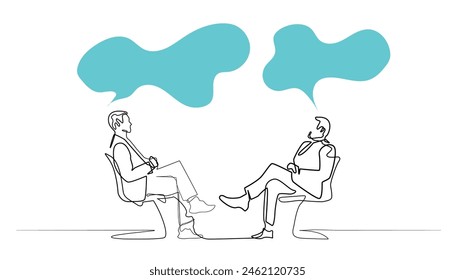 talk show banner template.one line vector of two people talking on a television show.background of talk show line vector