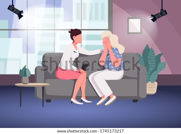 Talk Show Flat Color Vector Illustration Stock Vector Royalty Free