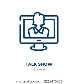 Talk Show Icon. Linear Vector Illustration From Television Collection. Outline Talk Show Icon Vector. Thin Line Symbol For Use On Web And Mobile Apps, Logo, Print Media.