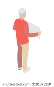 Talk show isometric composition with human characters of tv program participant on blank background vector illustration
