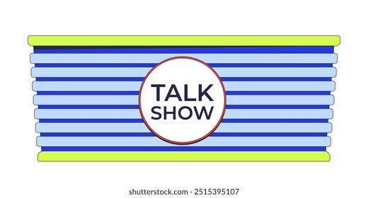 Objeto de desenho 2D da tabela do painel do Talk show. Programa de televisão mesa de transmissão elemento isolado clipart vetor plano no fundo branco. Equipamento de radiodifusão de entretenimento de TV. Ilustração pontual