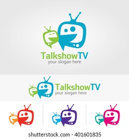 Talk Show  TV Logo Design Template. Vector Illustration