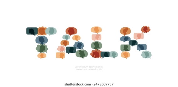 Talk sign. Different people in chat bubbles. Communication concept.	