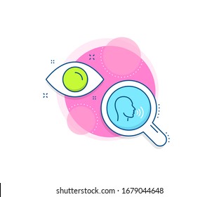 Talk sign. Research complex icon. Human sing line icon. Person speak symbol. Analytics or analysis banner. Human sing sign. Vector