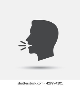 Talk Or Speak Icon. Loud Noise Symbol. Human Talking Sign. Flat Speak Web Icon On White Background. Vector