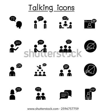 Talk, speech, discussion, dialog icon set in glyph style