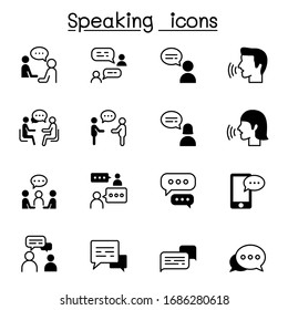 Talk, speech, discussion, dialog, speaking, chat, conference, meeting icon set vector illustration graphic design