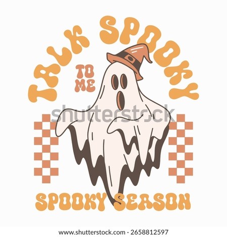 Talk Spooky to Me Cute Ghost Retro Halloween Graphic for T-shirt and Print