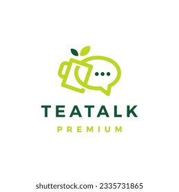 Talk Tea Chat Bubble Logo Vector Icon Illustration