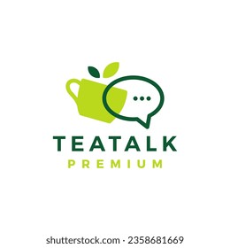 Talk Tea Chat Bubble Logo Vector Icon Illustration