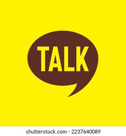 talk text. Speech bubbles with lettering, vector illustration on yellow background.