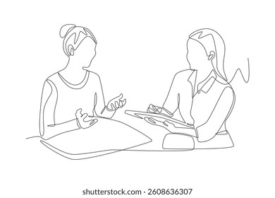 Talk therapy consultations concept one-line drawing