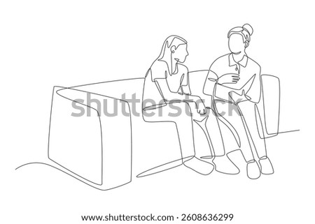 Talk therapy consultations concept one-line drawing