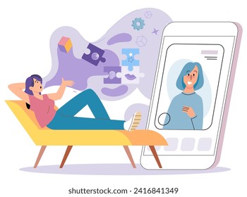 Talk therapy vector illustration. The intricacies mind are explored in therapy sessions to understand and address mental health concerns Effective communication between therapist and patient