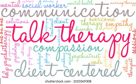 Talk Therapy word cloud on a white background. 