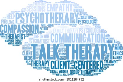 Talk Therapy word cloud on a white background. 