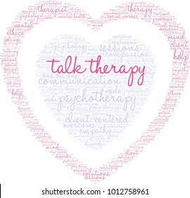 Talk Therapy word cloud on a white background. 