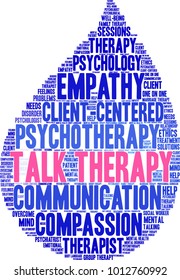Talk Therapy word cloud on a white background. 