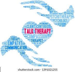 Talk Therapy Word Cloud On A White Background. 