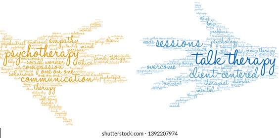 Talk Therapy word cloud on a white background. 