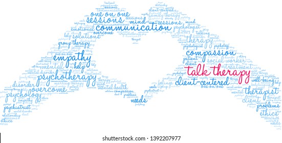 Talk Therapy word cloud on a white background. 