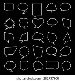 Talk and think comics bubbles silhouettes set for communication. 