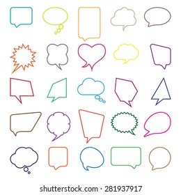 Talk and think comics bubbles silhouettes set for communication. 