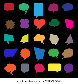 Talk and think comics bubbles silhouettes set for communication. 