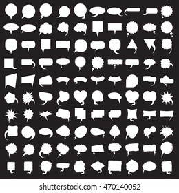 Talk and think comics bubbles silhouettes for communication large set. Vector illustration speech balloons collection.