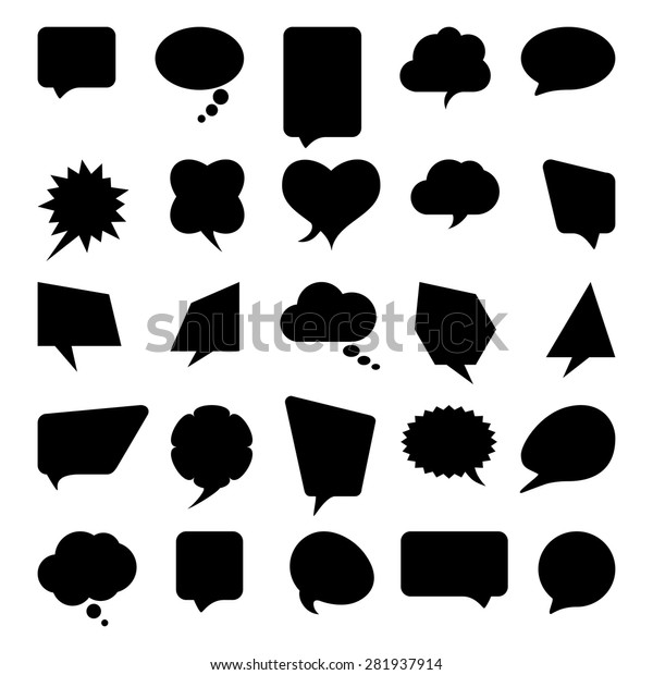 Talk Think Comics Bubbles Silhouettes Set Stock Vector (Royalty Free ...