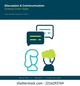 talk Vector icon with green outline