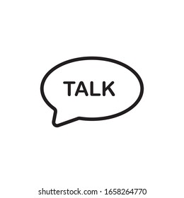 Talk word in speech bubble design isolated on white background. 